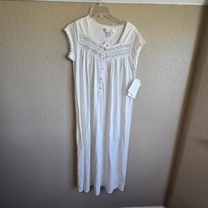 Eileen West Petal Soft Pima Cotton Nightgown White  Floral Lace Small NWT Read
